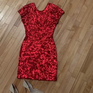 Small Carmen Marc Valvo red sequined dress